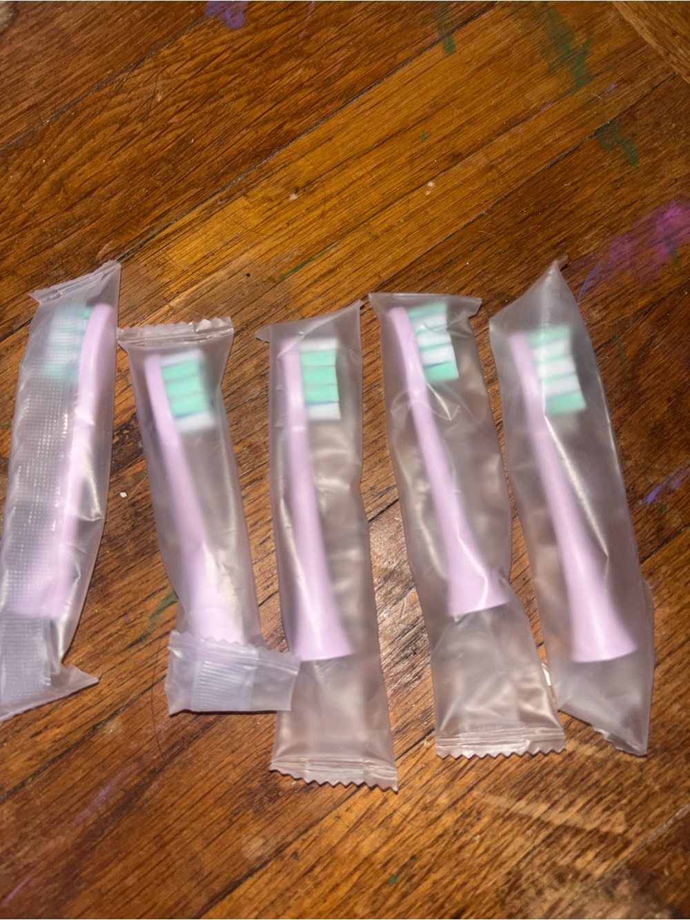 Set of 5 Individually Wrapped Pink Toothbrushes with Mint Bristles